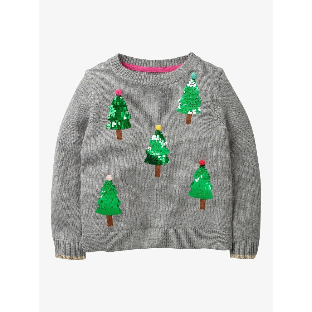 Mini Boden Girls Christmas Tree Sweater Sz 9-10yrs